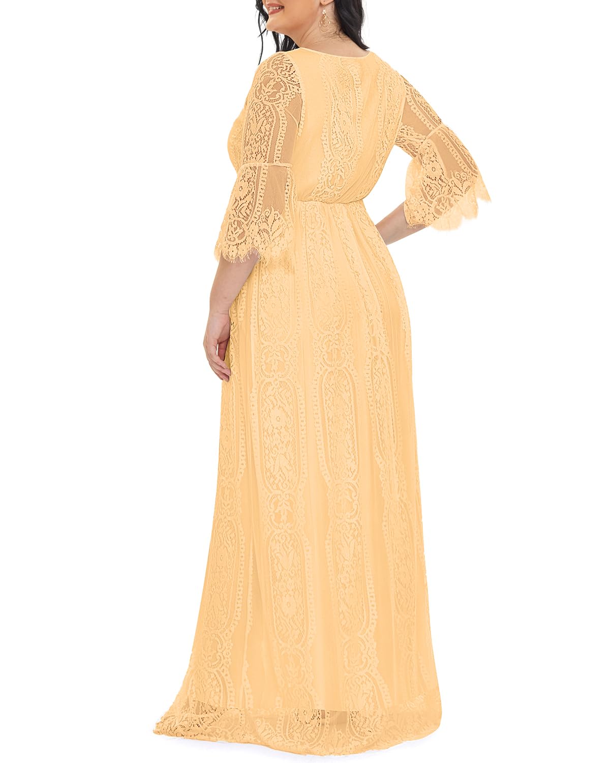 Damska sukienka ślubna w stylu boho maxi maxi z koronką boho dekolt w serek zwiewne długie sukienki imprezowe