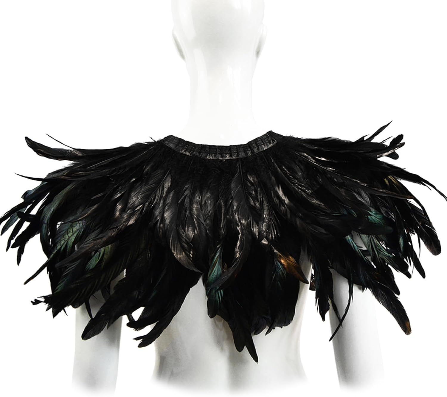 HOMELEX Black Witch Feather Collar Crow Shawl Costume Halloween Swan Wings Accessories Cape for Women - Image 6