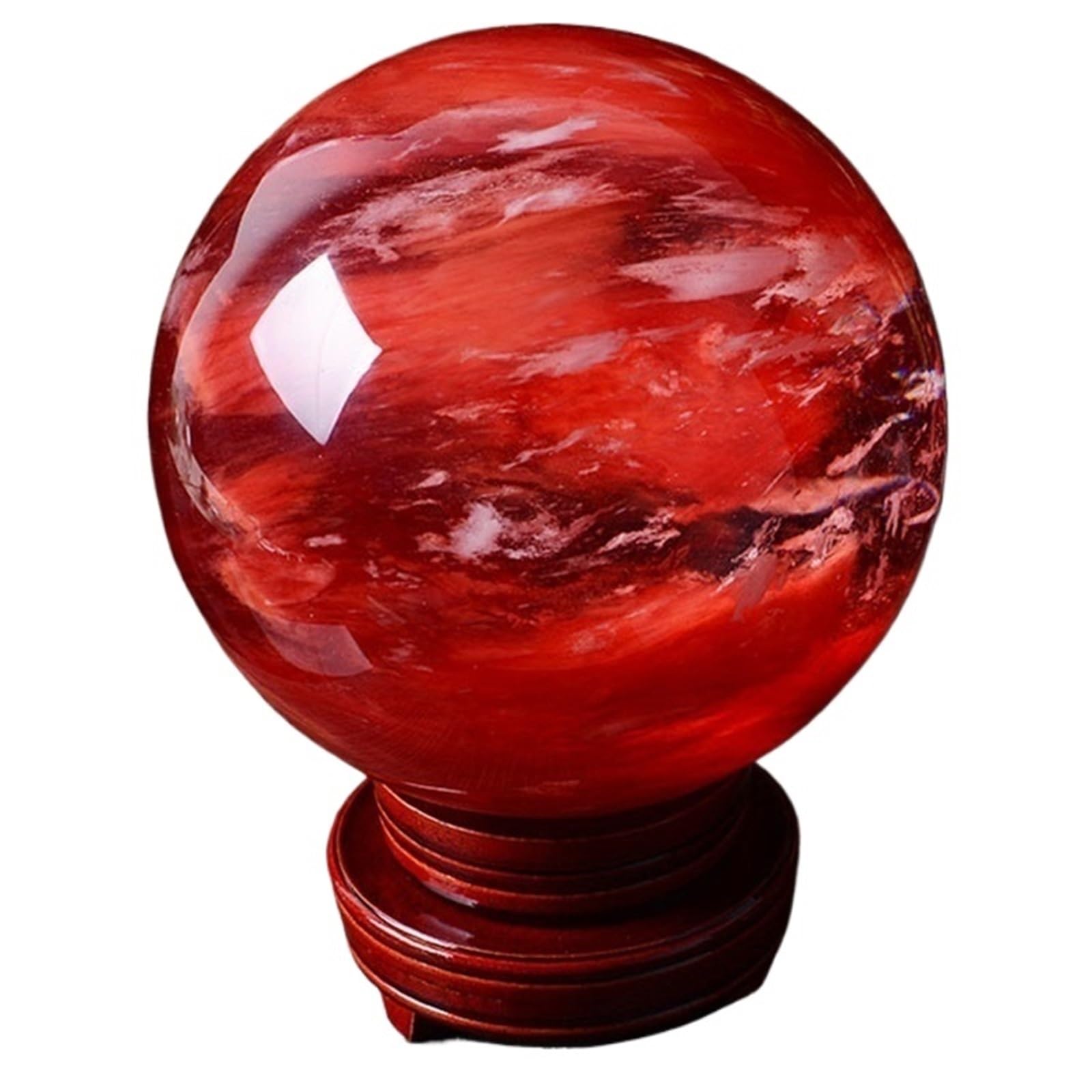 BAYNOPURIN Crystal Sphere 80mm Red Citrine Calcite Quartz Sphere With Base Display Ornament