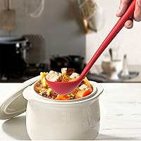 Vista 2 de Juego de 5 cucharones de silicona para sopa, juego de cucharas antiadherentes para el hogar adecuadas para servir y cocinar, silicona roja, azul