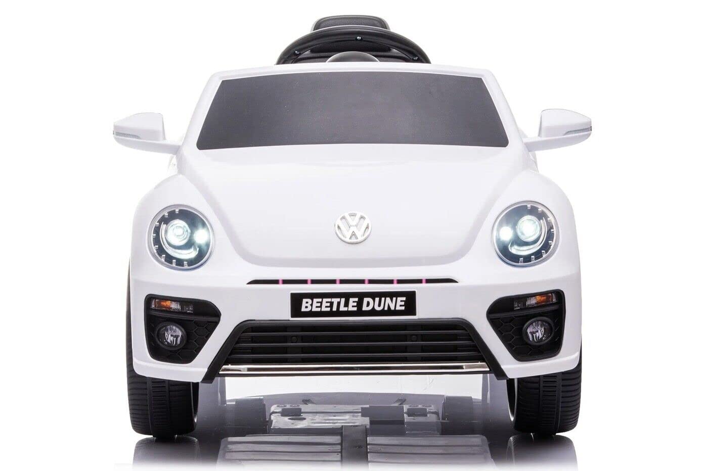 Auto Elettrica per Bambini Volkswagen Maggiolino New Beetle Small 12V Telecomando Luci Led Suoni (Bianco)