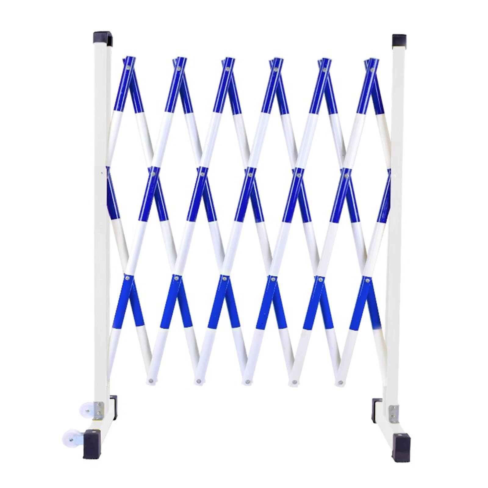 Clôture de signalisation rétractable – Filet de sécurité extensible avec bandes réfléchissantes, bleu/blanc, 1,2 x 2,5 m, parfait pour les événements de construction et la sécurité publique