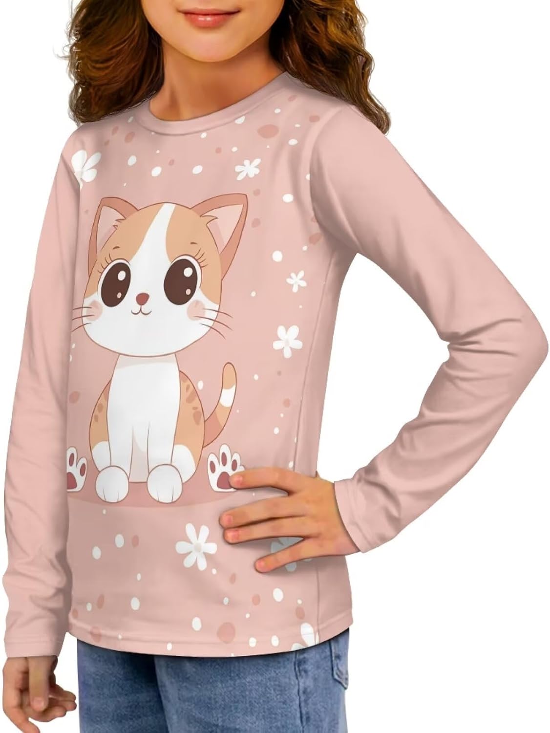 ガールズ 長袖 シャツ かわいい グラフィック カジュアル プルオーバー トップス 3-16歳