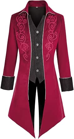 Men Victorian Steampunk Tailcoat Pirate Coat Jacket