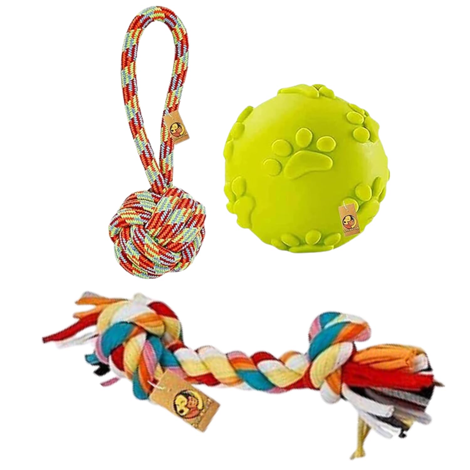 Foodie Puppies 3in1 Dog Cotton 2Rope and Squeaky Ball Toy Combo for Small and Medium Dogs - (2Knot Rope + Handle Ball Rope + Claw Ball) |Dog Toys for Playing, Teeth Cleaning and Training (B0CL9Q3KLH) Amazon Price History, Amazon Price Tracker