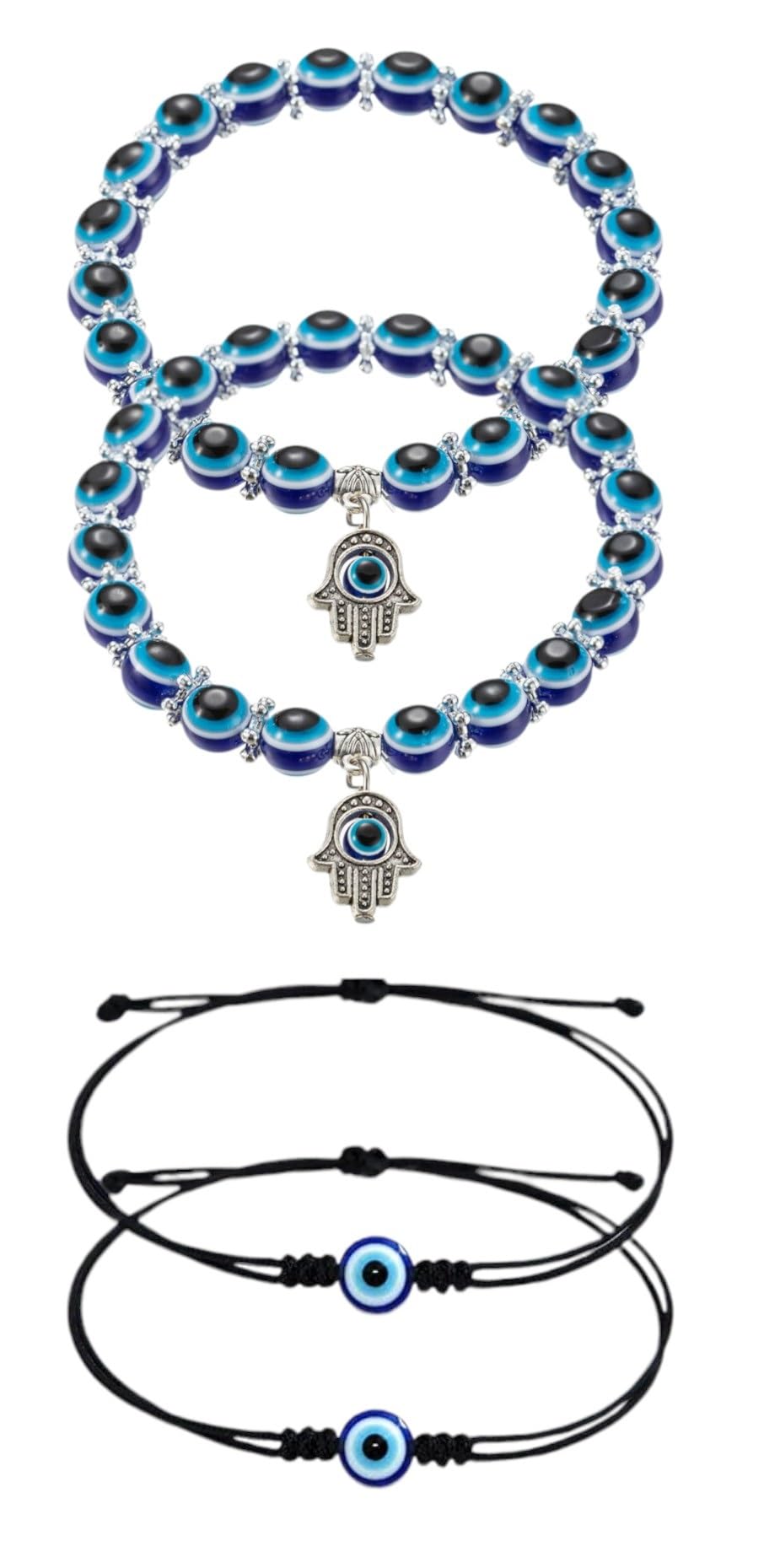 BLACK THREAD Jewellery 8MM Evil Eye hand Charms Bracelet | Evil Eye Bracelet | Women, Men, Girls & Boys 4 PIECE COMBO (BT GIRLS BRCT 021) (B0DFHD14N6) Amazon Price History, Amazon Price Tracker