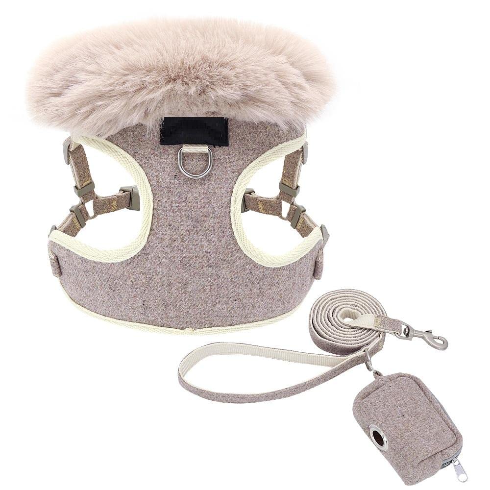 Hundegeschirr, Und Leine Weiche Warme Haustierleine Set Verstellbare Welpenkatzengeschirre Weste for Kleine Mittelgroße Große Hunde Katzen Rosa L(Brown,M)