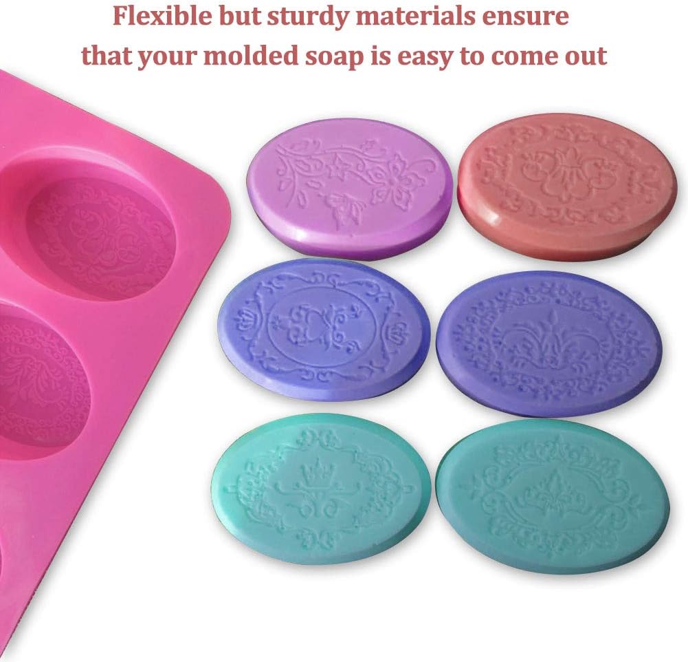 2Pcs Silicone Soap Molds, Rectangle & Oval Silicone Molds for Soap Making, Nonstick Cake Baking Molds