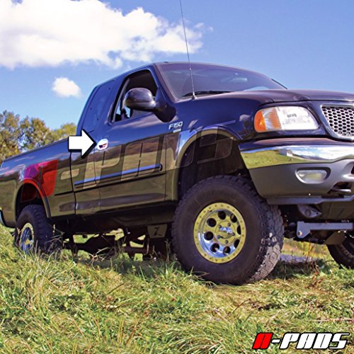 A-Pads 2 Chrome Door Handle Covers For Ford F150 1997-2003 / F150 Lightning 1999-03 / F150 Harley Davidson 2001-03 / F150 Heritage 2004 / F250 Light Duty 97-99 - With Passenger Keyhole, Without Keypad #TOP2