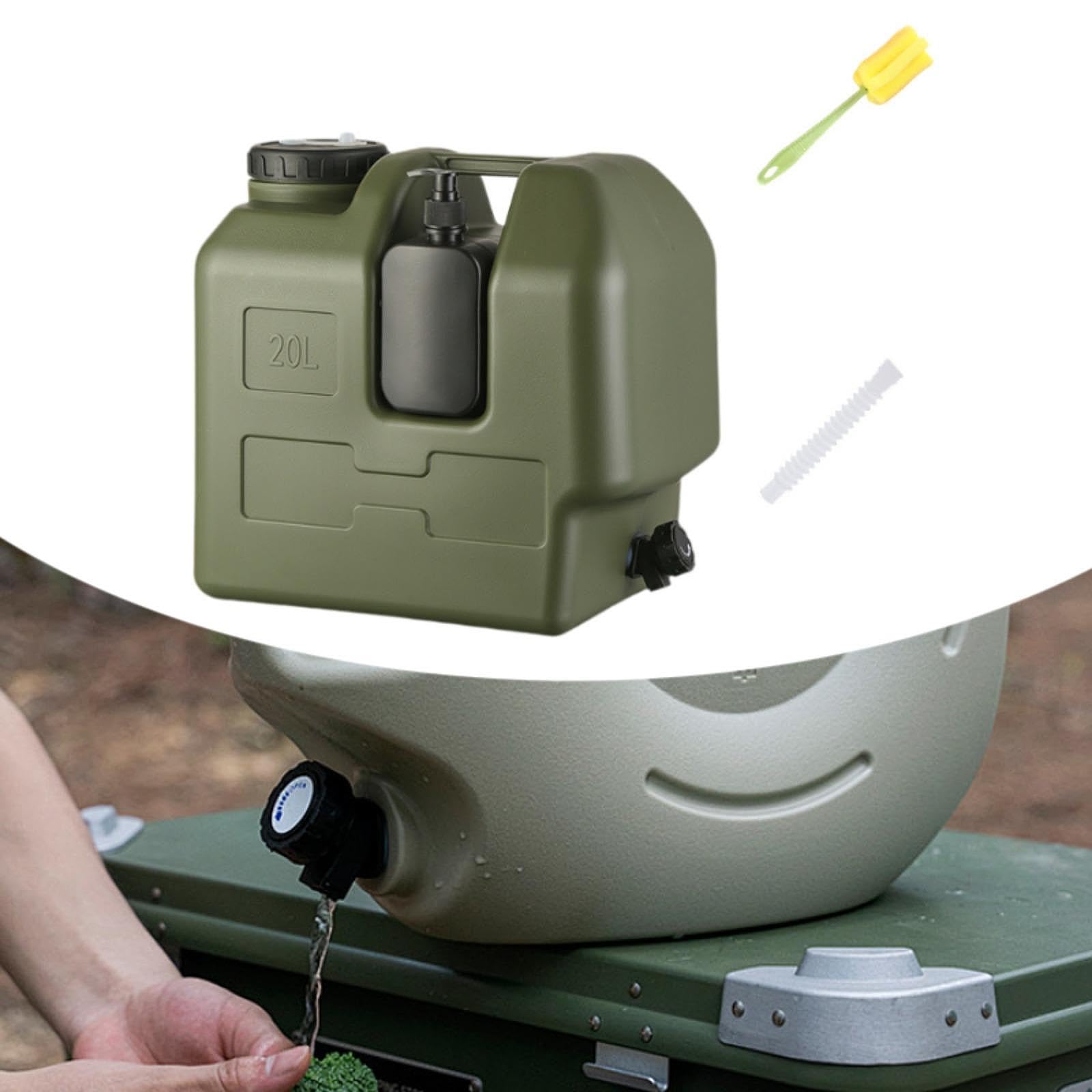 rockible Jarra de Agua con Grifo, depósito de Agua de 20 litros con dispensador de jabón para Uso doméstico y Exterior.