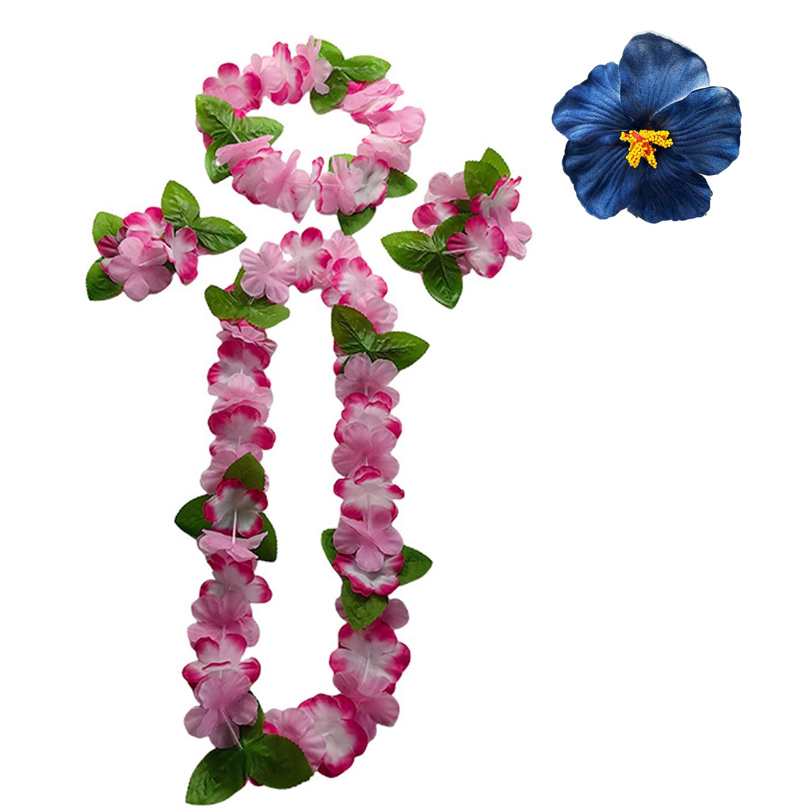 MUNSKT Hawaiian Party Set, Flower Bands, Bracelets, Grass Skirt, Bohemia Flower Hair Clip