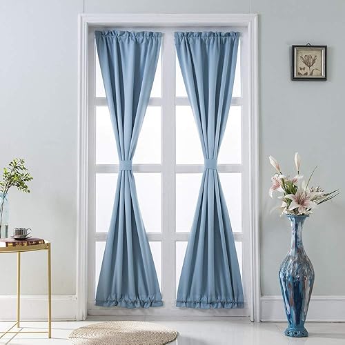 Jarl home Cortinas opacas de 1 pieza con diseño de globo azul cielo para puertas francesas, cortinas opacas con bolsillo para barra, para