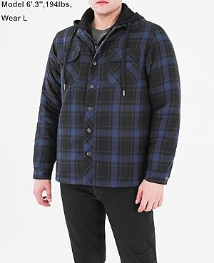ZENTHACE Men's Quilted Lined Flannel Hooded Shirt Jacket,Fall ZENTHACE Men's Quilted Lined Flannel Hooded Shirt Jacket,Fall