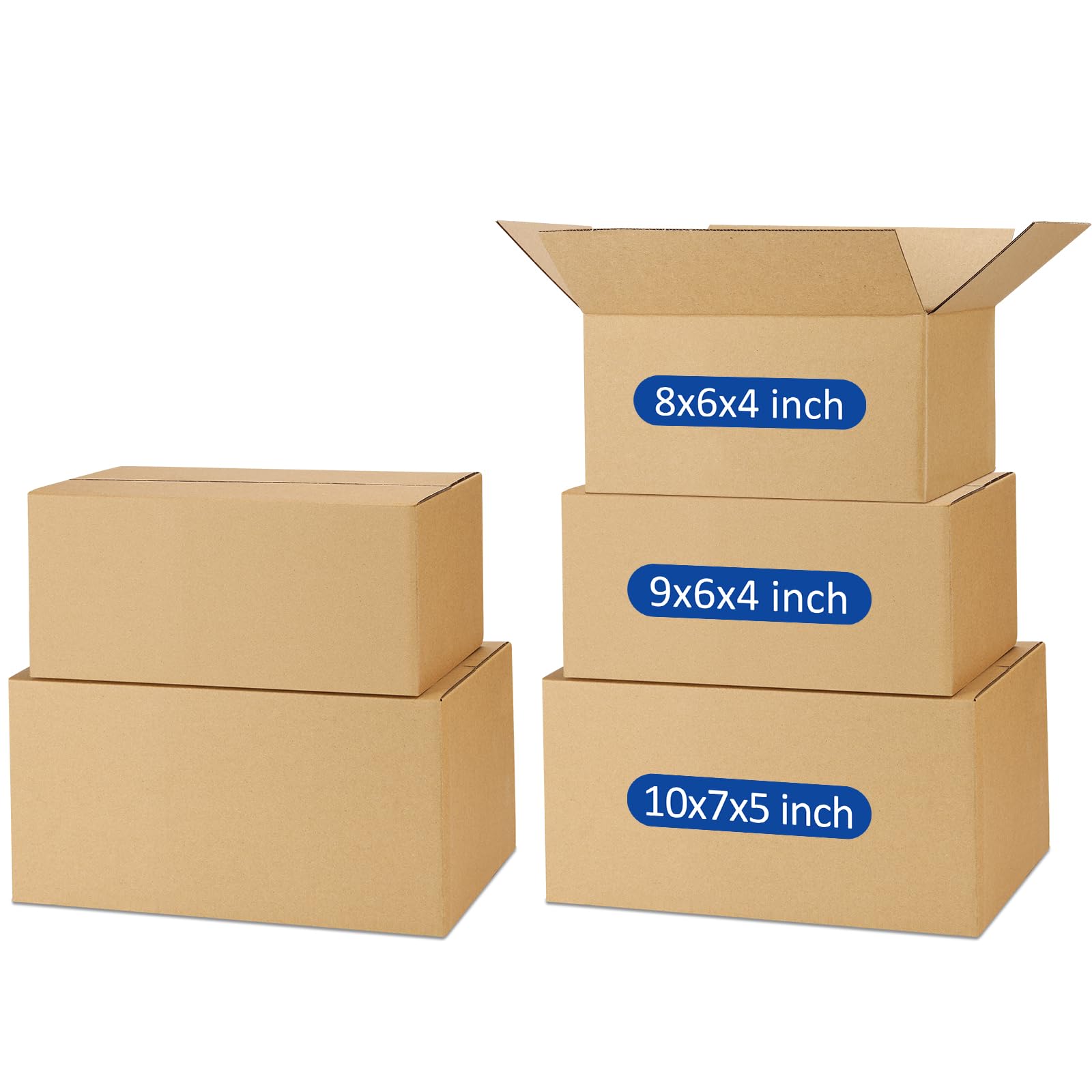 Versandkartons in verschiedenen Größen, 45 Stück, 8 x 6 x 4 & 9 x 6 x 4 & 10 x 7 x 5, kleine Versandkartons, braun, Wellpappe, zum Verpacken von Kleinbussen