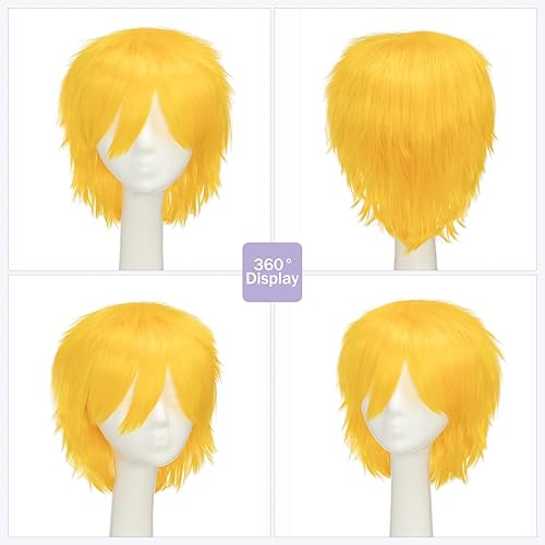 Miniatura 5 de Pelucas de pelo sintético lacio, corto y esponjoso. Para fiestas de cosplay, anime peluca con pelo despeinado y puntiagudo, para hombre y mujer
