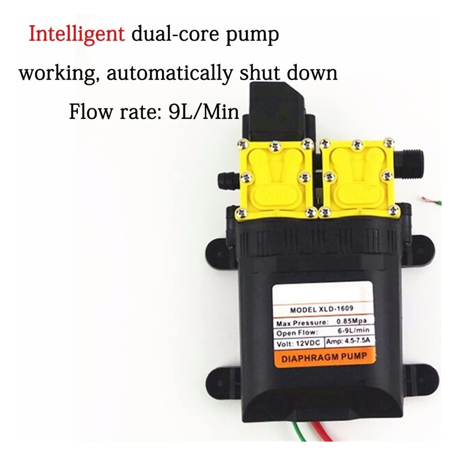 Dc 12v 125psi 9l/min rolnicza elektryczna pompa wodna podwójna pompa zasilająca mikro wysokociśnieniowy membranowy zraszacz wody myjnia samochodowa(12V intelligent)