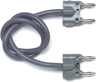 Pomona 2BA-48 Multi-Stacking Double Banana Plug Cable Assembly, Two Conductor Twisted Pair Cable Type, Gray, 48