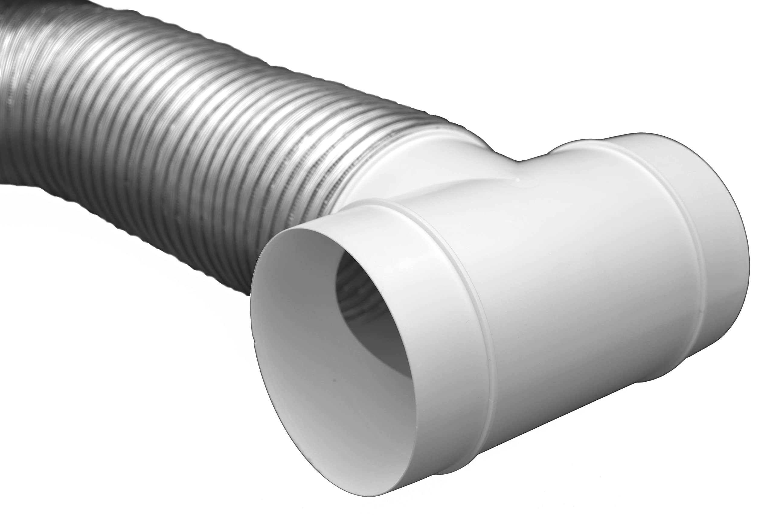 H&C VENT 100mm Conector Pieza en T para Ventilación │ Tubo Aire Acondicionado PVC │ Para Tubería Flexible o Sólido │ Conector de Manguera │ Extractor de Baño Cocina Tubo Rejilla Secadora Ventilador