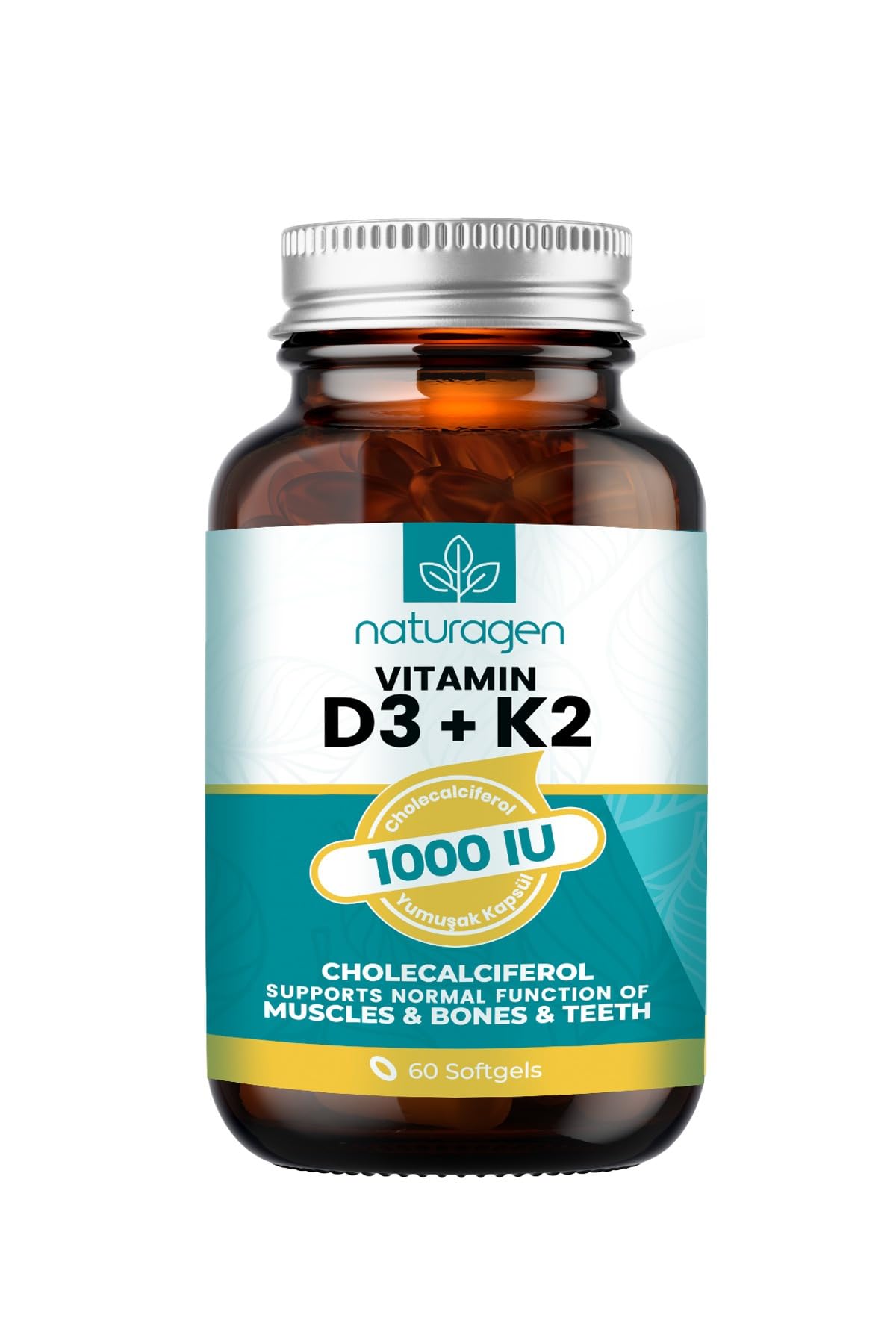 Naturagen Vitamin D3 + K2 1000 IU 60 Kapsül | Glutensiz Kolay…