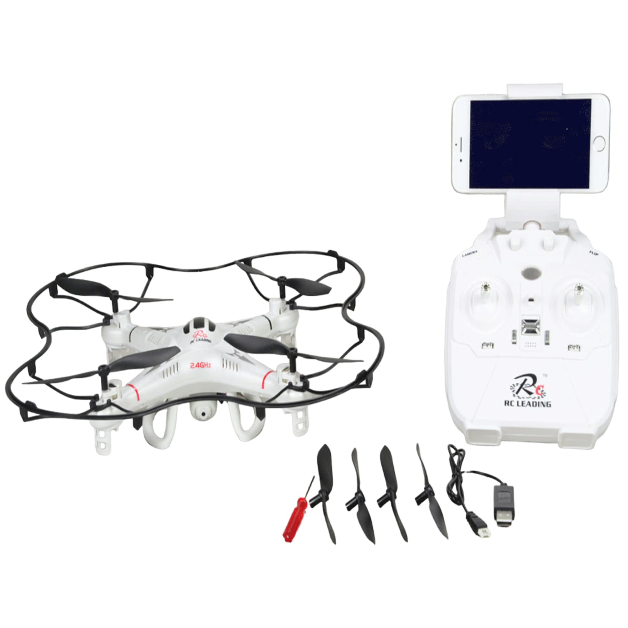 Drone Géant avec Caméra HD 108W 40cm - Maintien de Trajectoire - Suivi Live sur Écran iPhone ou Android - Rotation Flip 360° - Télécommande 6 Canaux - LED pour Vol Nocturne
