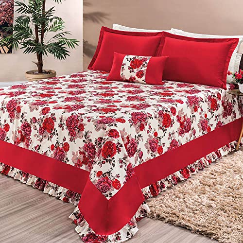 Cobre-Leito Bia Enxovais Vermelho Tecido, Queen