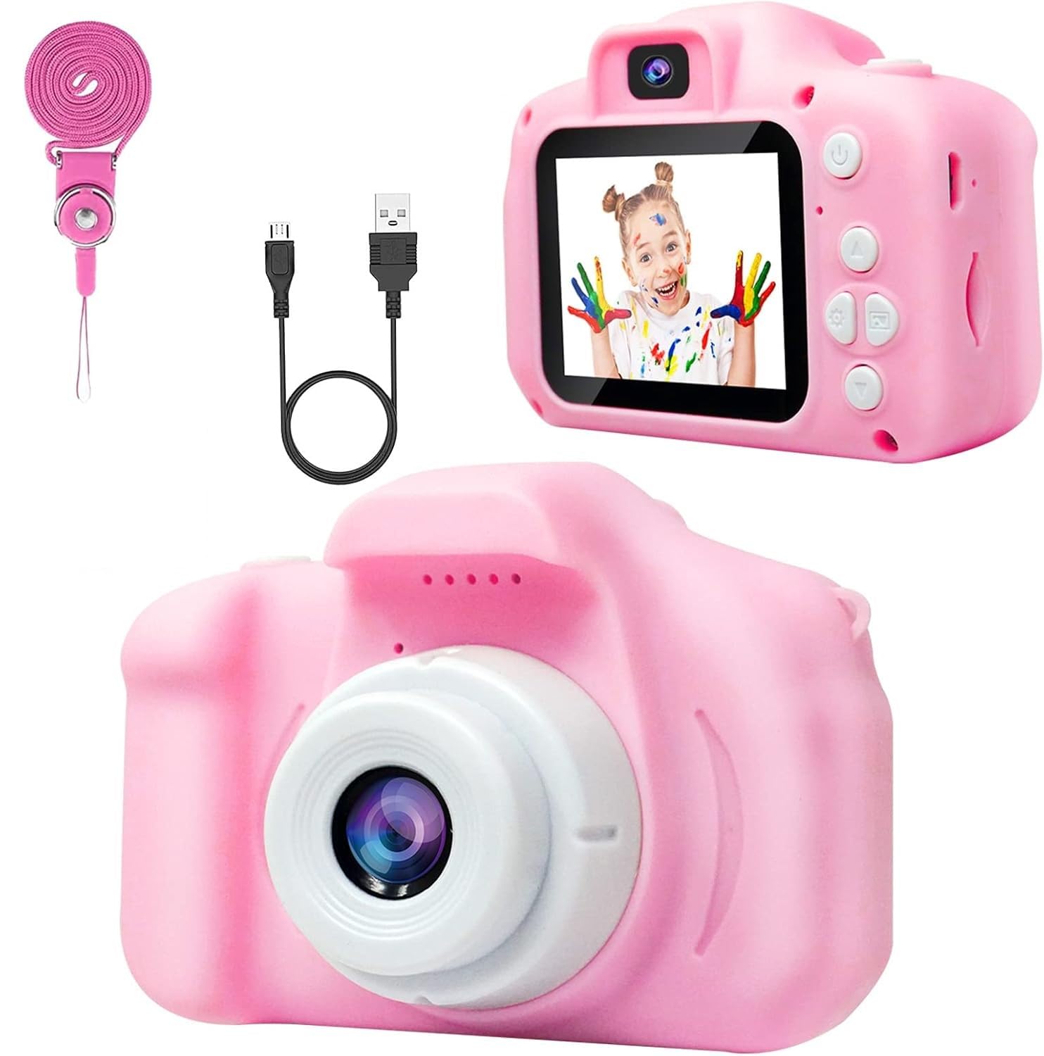 CADDLE & TOES Kids Camera for Girls Boys,Kids Selfie Camera 13MP 1080P HD Digital Video Camera for Toddler,Christmas Birthday Gifts for 4+ to15 Years Old Children (Flamingo Pink)