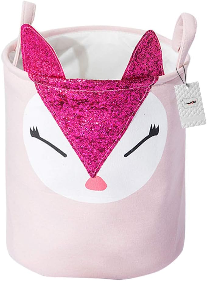 Inwagui Kids Laundry Basket Nursery Baby Storage Bins Collapsible Fabric Hamper Cute Organizer for Toys Clothes Home Decor - Fox