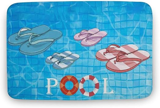 Flip Flops Doormat, 17x30 Indoor/Outdoor, Letter Print, Non Slip, Water Resistant, Soft, Easy to Clean