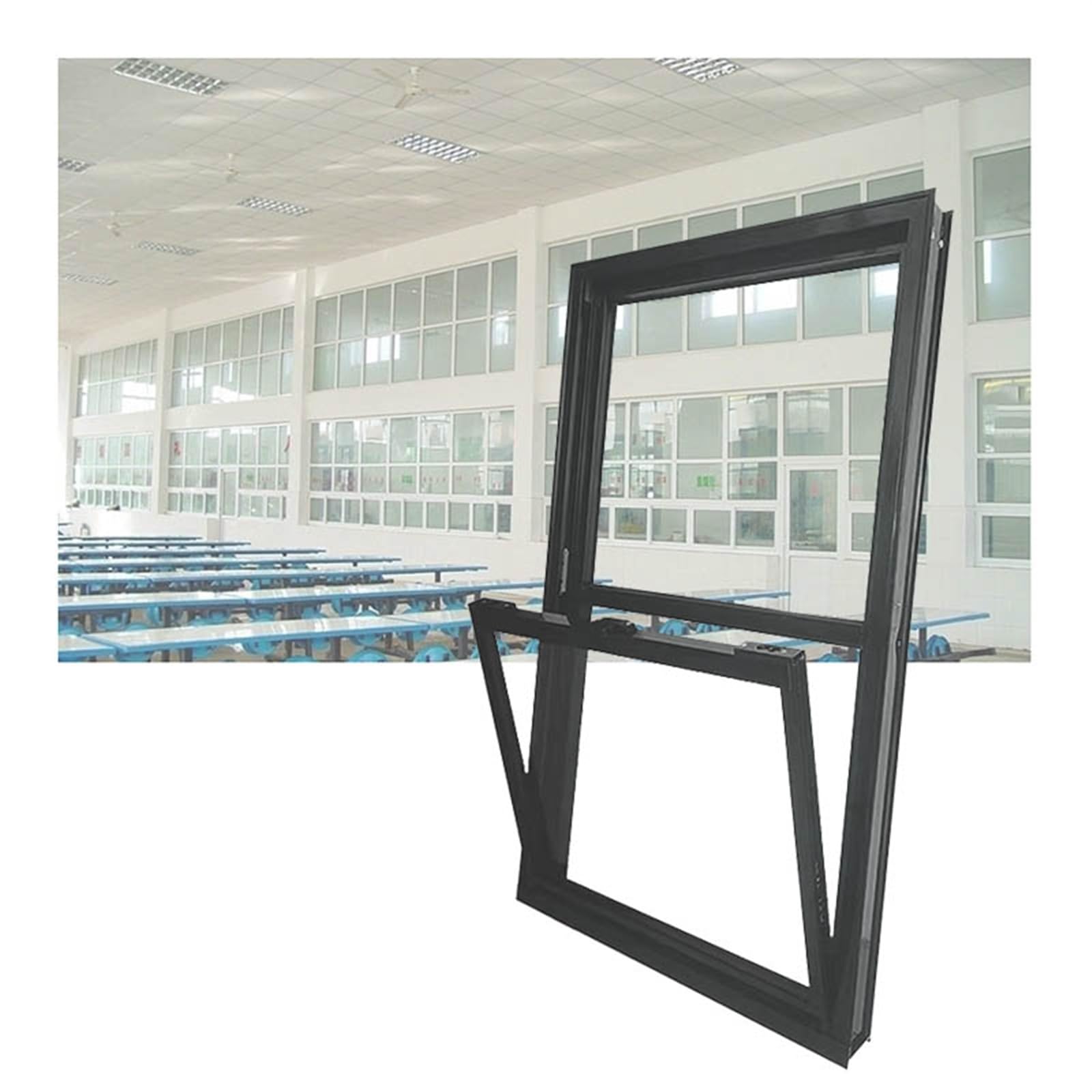 Finestra Ventilazione, Fascia Scorrevole Verticale Inclinazione Inferiore in Lega Alluminio Kit Finestre Isolate Ventilazione Vetro Temperato Capannoni, Casette Gioco(40x70cm)