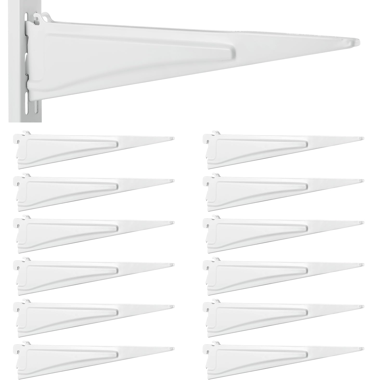 Photo 1 of Menkxi 12 Pcs Locking Shelf Bracket Track Locking Wire Shelf Brackets for Adjustable Closet Systems Closet Organization Heavy Duty (12 Inch)