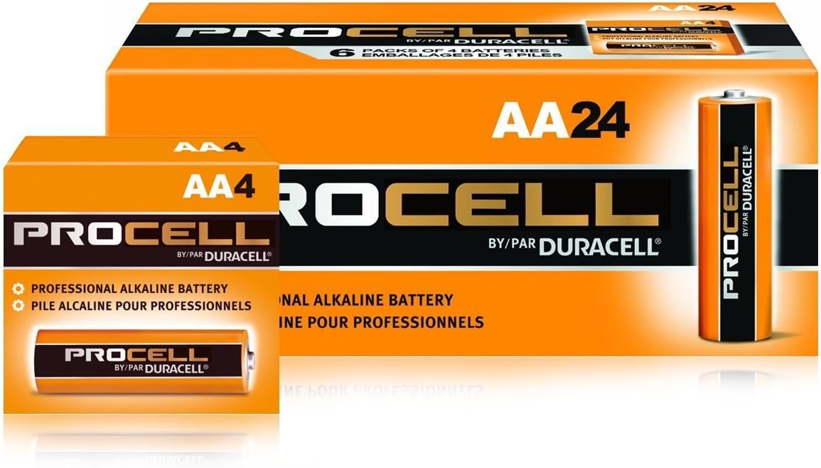 PROCELL AA Alkaline Batteries, 1.5V, 24 Pack for Professional Devices | For smoke detectors, digital locks, medical devices, trail cameras; 10-year shelf life; reliable from -4F to 129F