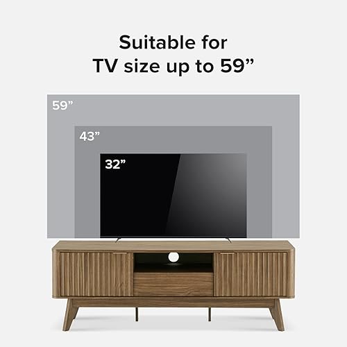 Miniatura 12 de mopio Brooklyn Mid-Century - Soporte de TV moderno para televisores de hasta 50 / 59 pulgadas, panel de forma de onda de 50 a 59 pulgadas, perfil