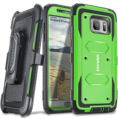 COVRWARE® Galaxy S7 Edge - [Aegis Series] Heavy Duty Dual Layer Hybrid Full-Body Armor Holster Belt-Clip Case [Kickstand] for Samsung Galaxy S7 Edge - Green