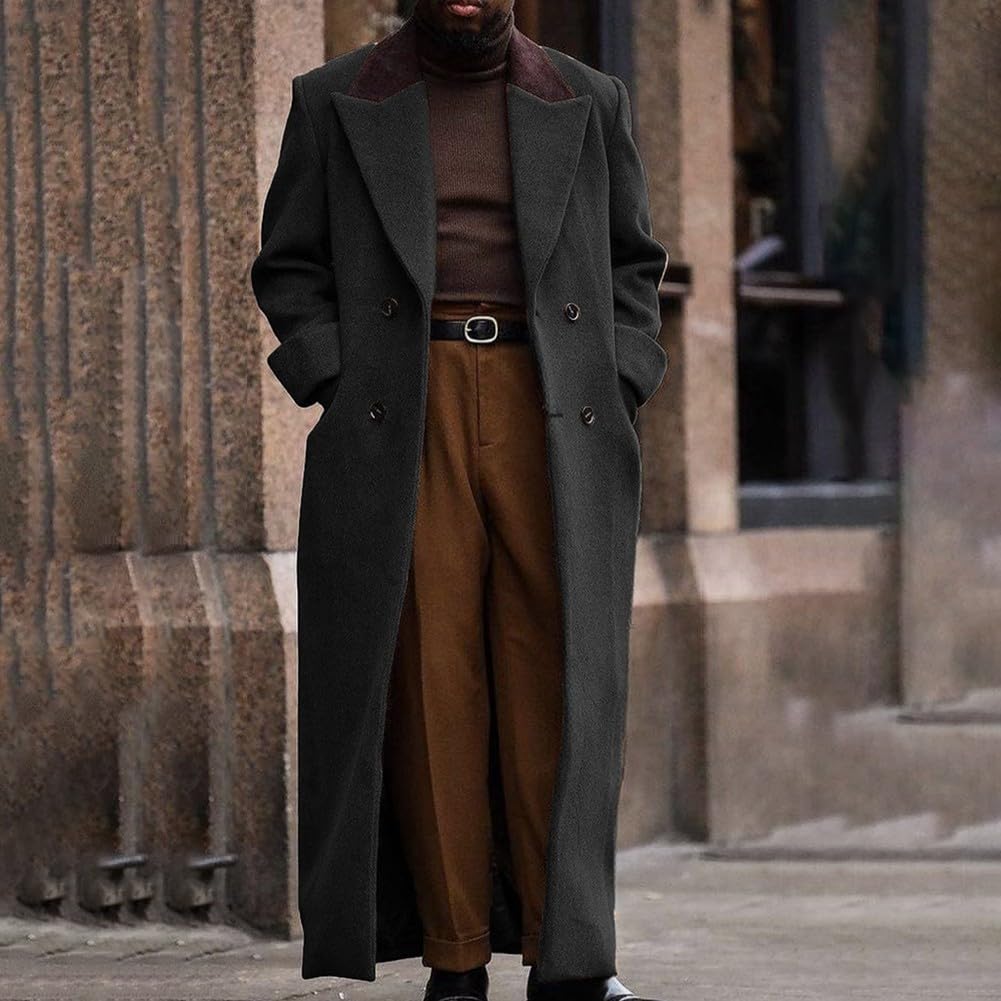 Chaqueta blazer de lana alargada con cuello de solapa para hombre, para ocasiones informales, vacaciones y fiestas en primavera, otoño e invierno