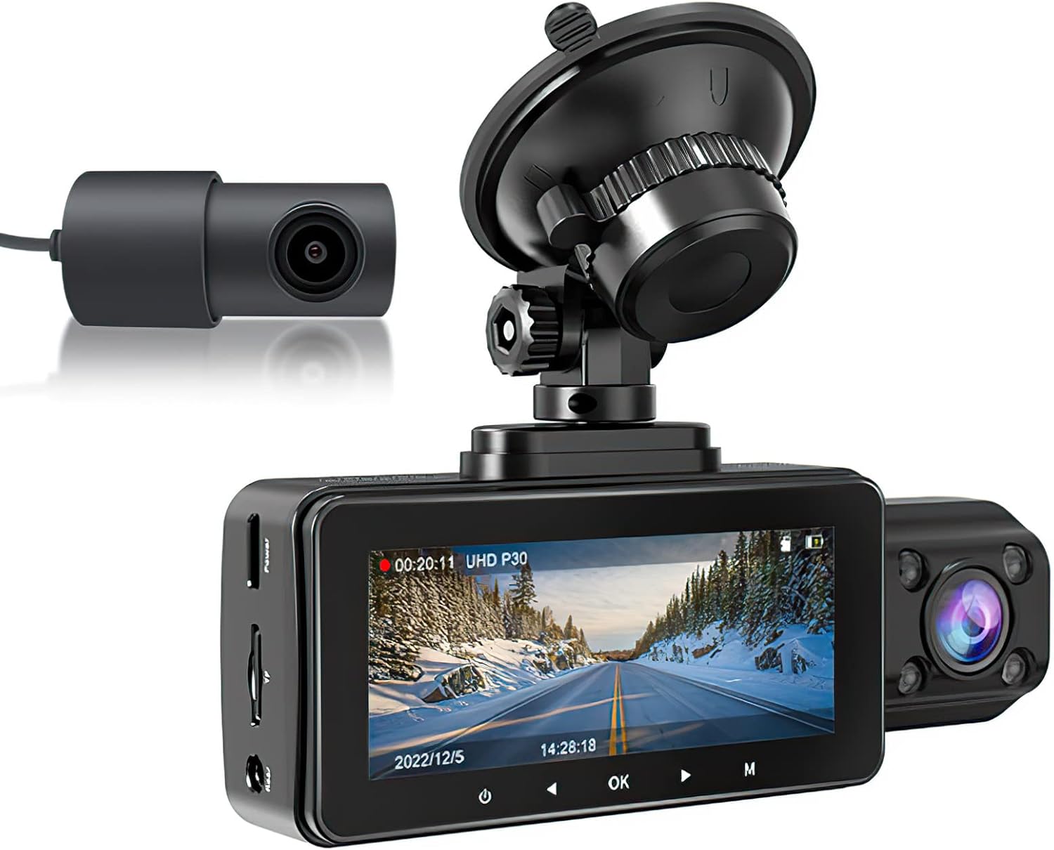 LANMODO D1 3 Channel 4K Dash Cam with 5G WiFi GPS App, Front 4K Inside 2.5K or Front 4K Inside 1080P Rear 1080P Dash Camera, Car Camera with IR Night Vision, 24hr Parking Mode, G-sensor, support 512GB