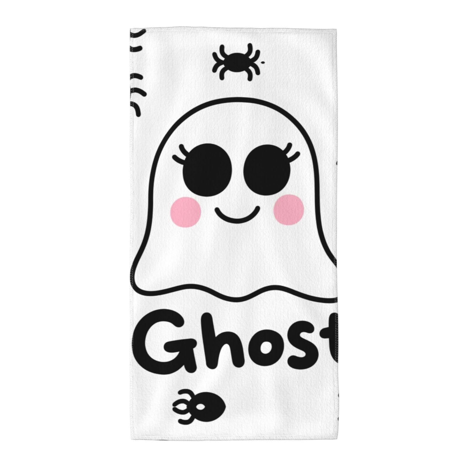 FekiLoot Absorbent Hand Towels 13.8"X27.5" Decorative Bathroom Towel Soft Microfiber Face Towel Funny White Big Eyes Ghost with Spider Dish Kitchen Towels for Bathroom Kitchen Hotel Spa Bath Towels