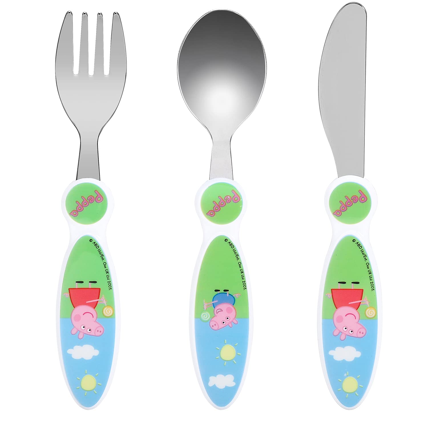 Peppa Pig Children's Kids 3pcs Cutlery Set, Knife/Fork/Spoon