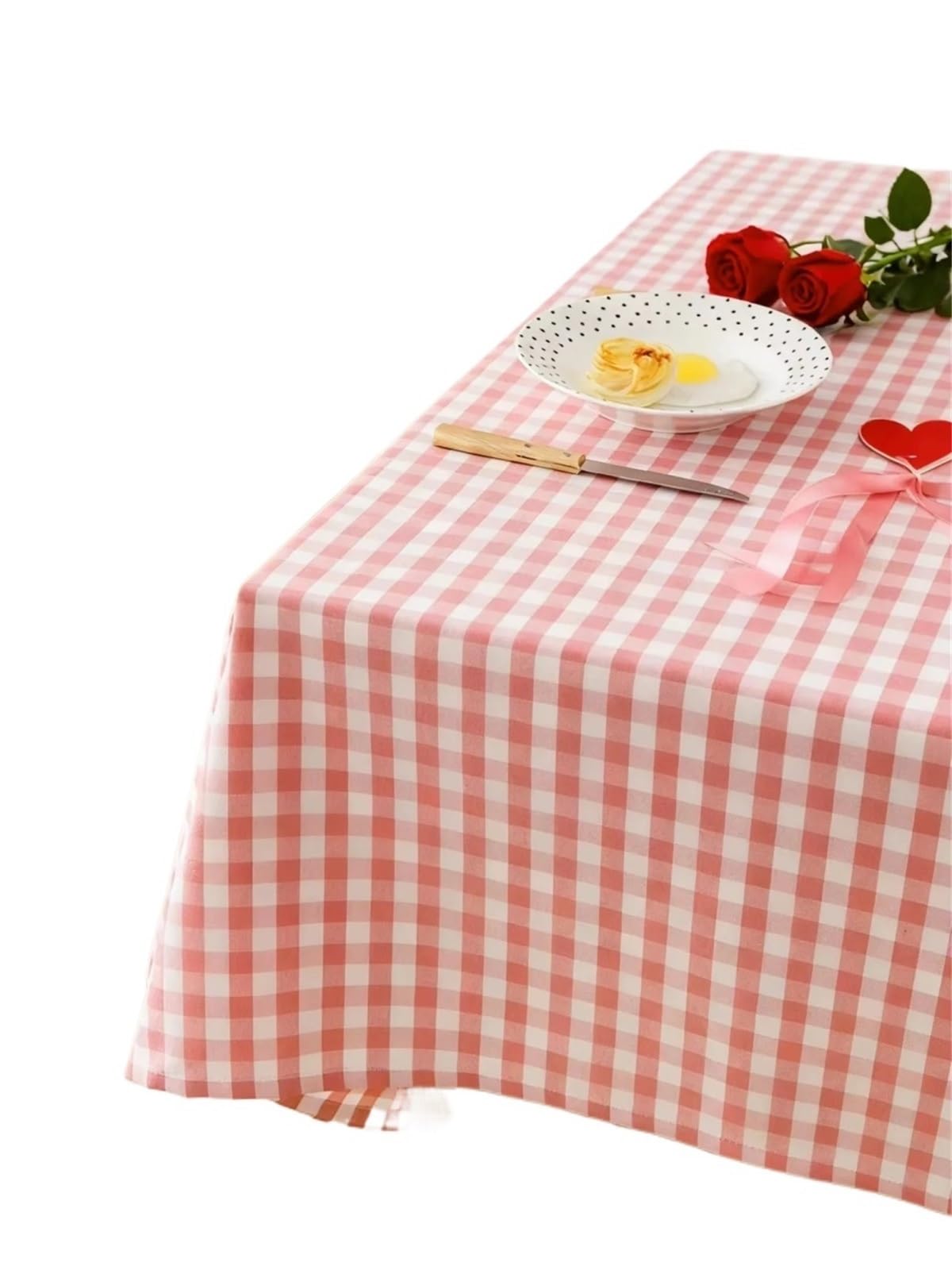 FOAAXSG Tablecloth Pink White Checkered Tablecloth, Small Fresh Countryside Picnic Wedding Kitchen Restaurant Decoration(140x180cm)