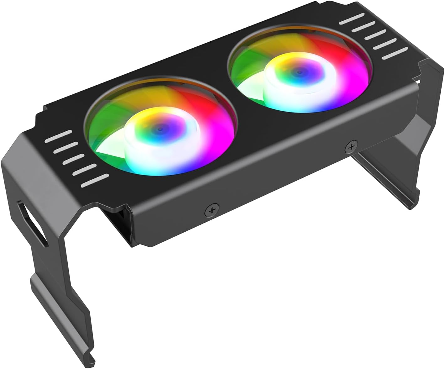 Computer Memory Ram Radiator Aluminum Heatsink ram Cooler Fan with Dual 50mm 4Pin PWM &5V 3PIN ARGB ram Cooling Fan for Memory Module Cooling Solution (Black)