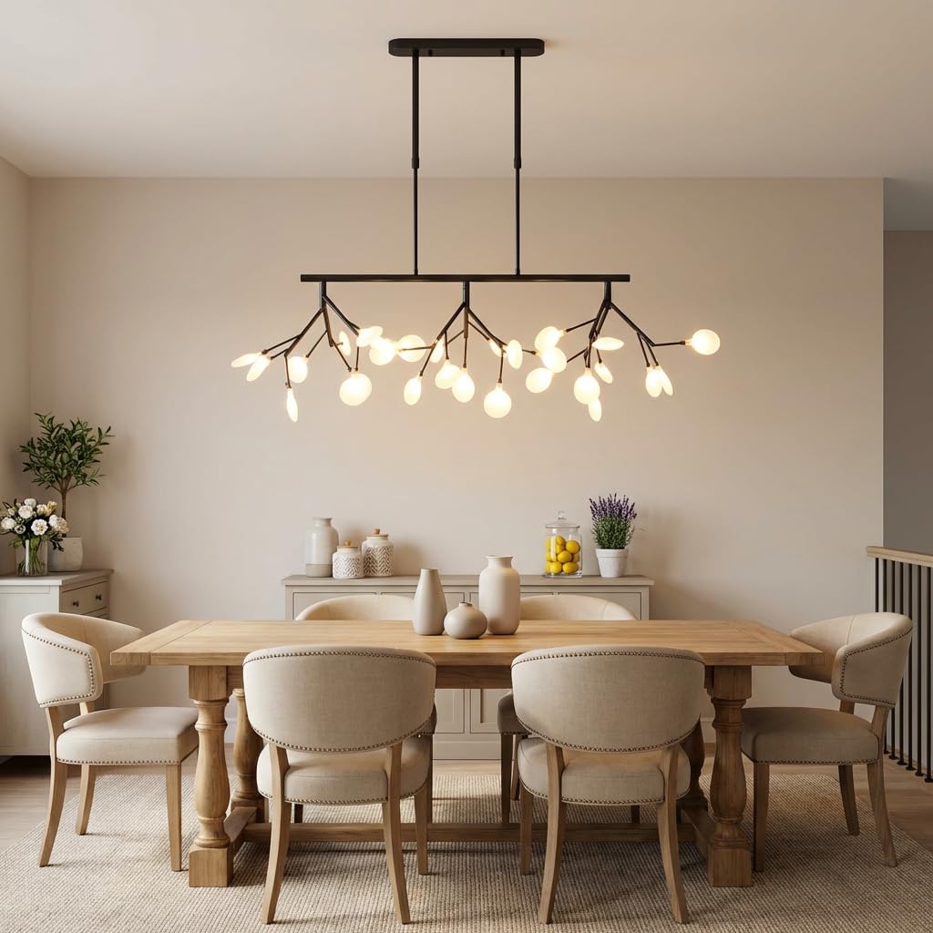Smart Linear Chandelier for Living Room Modern, 27 Frosted Glass LED Ceiling Light, Alexa & Google Assistant Compatible, 3 Color LED Jhumar for Hall & Dining Room-image-35