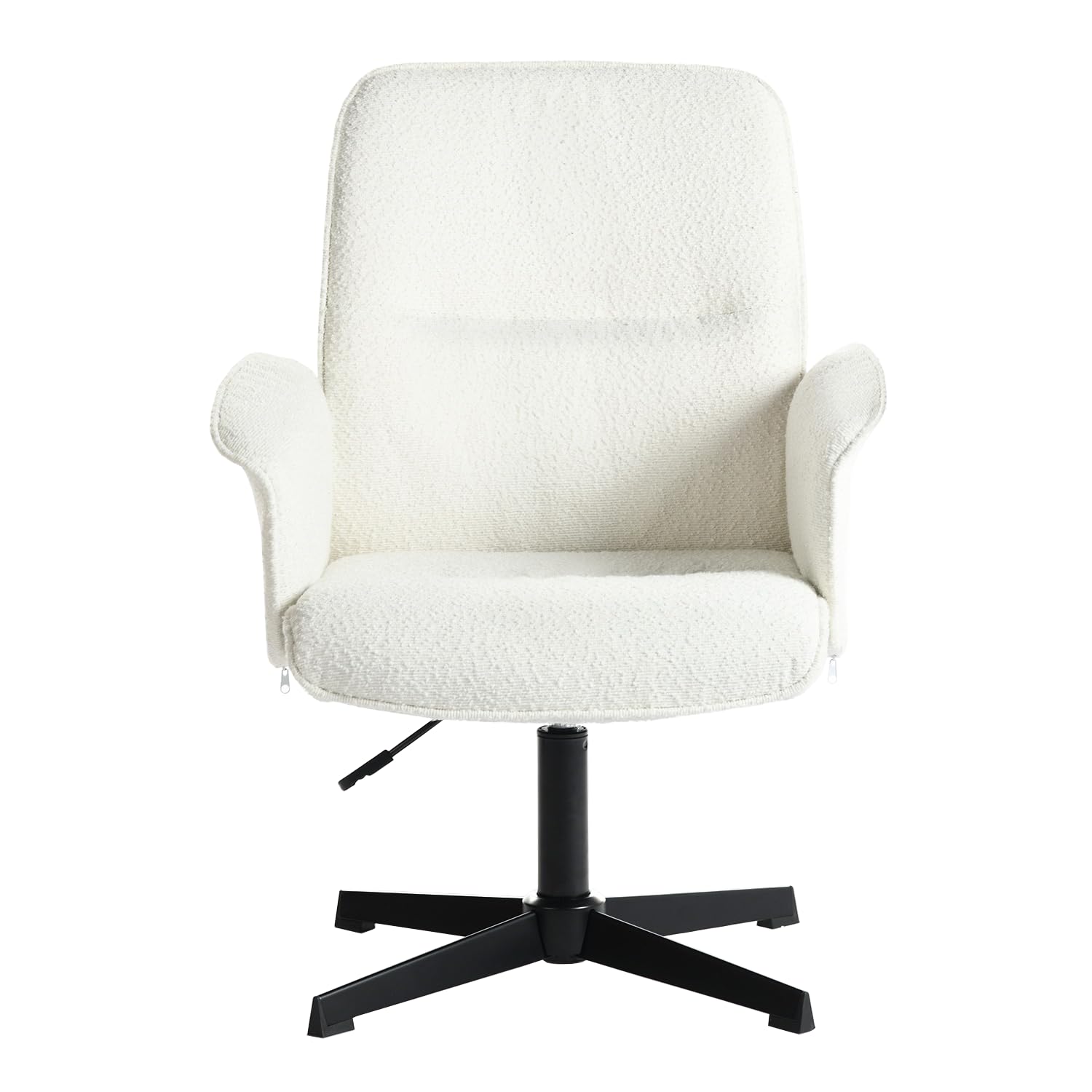 MEUBLE Cosy Sillones de salón Butaca nórdica Sillas de Maquillaje Escritorio de Giratoria Altura Ajustable con Reposabrazos para Dormitorio Oficina en Tela de Felpa Blanco