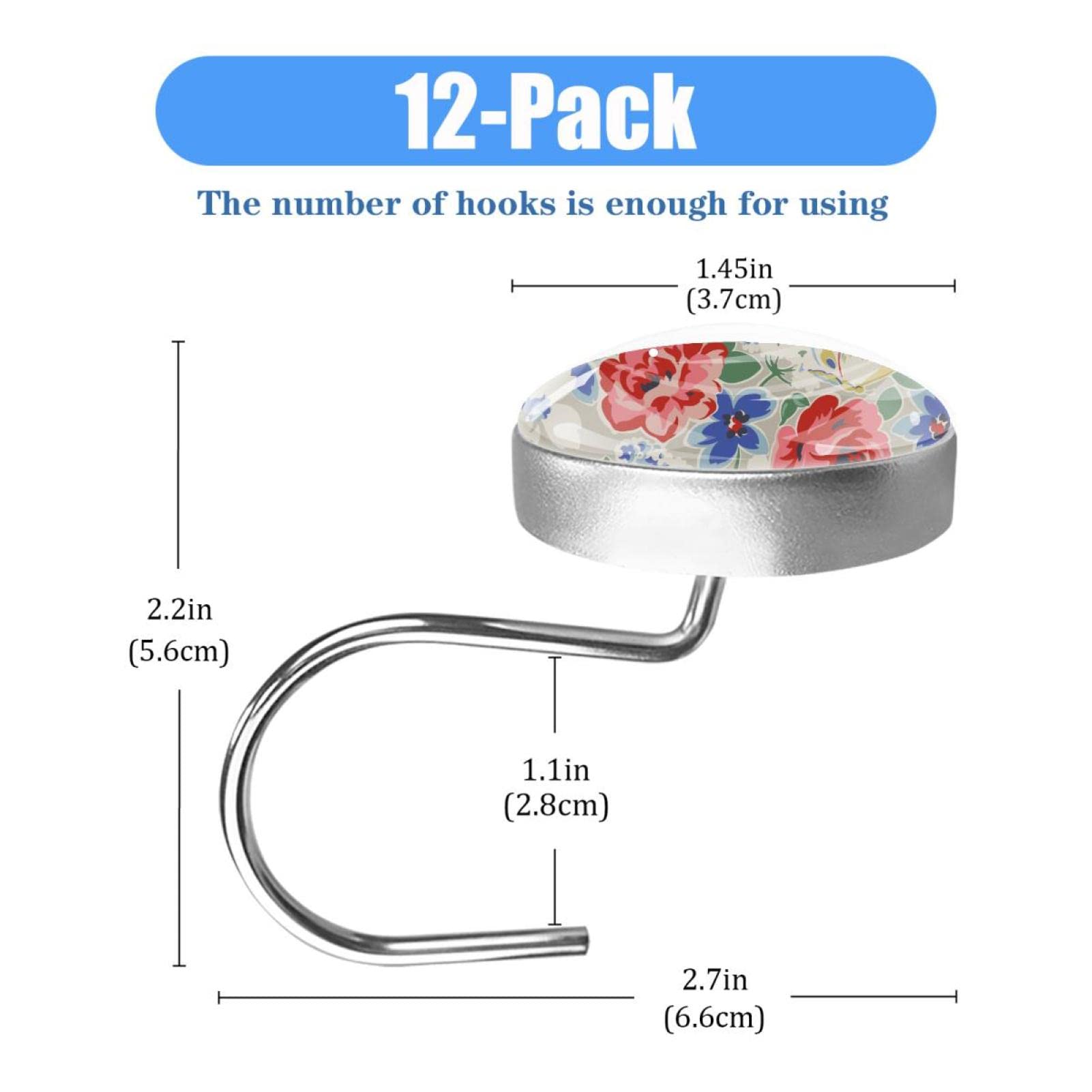 Ganci per tenda da doccia colorati arcobaleno per bagno, set di 12 anelli decorativi in metallo inox antiruggine e resina arcobaleno pendenti per bambini stile bagno