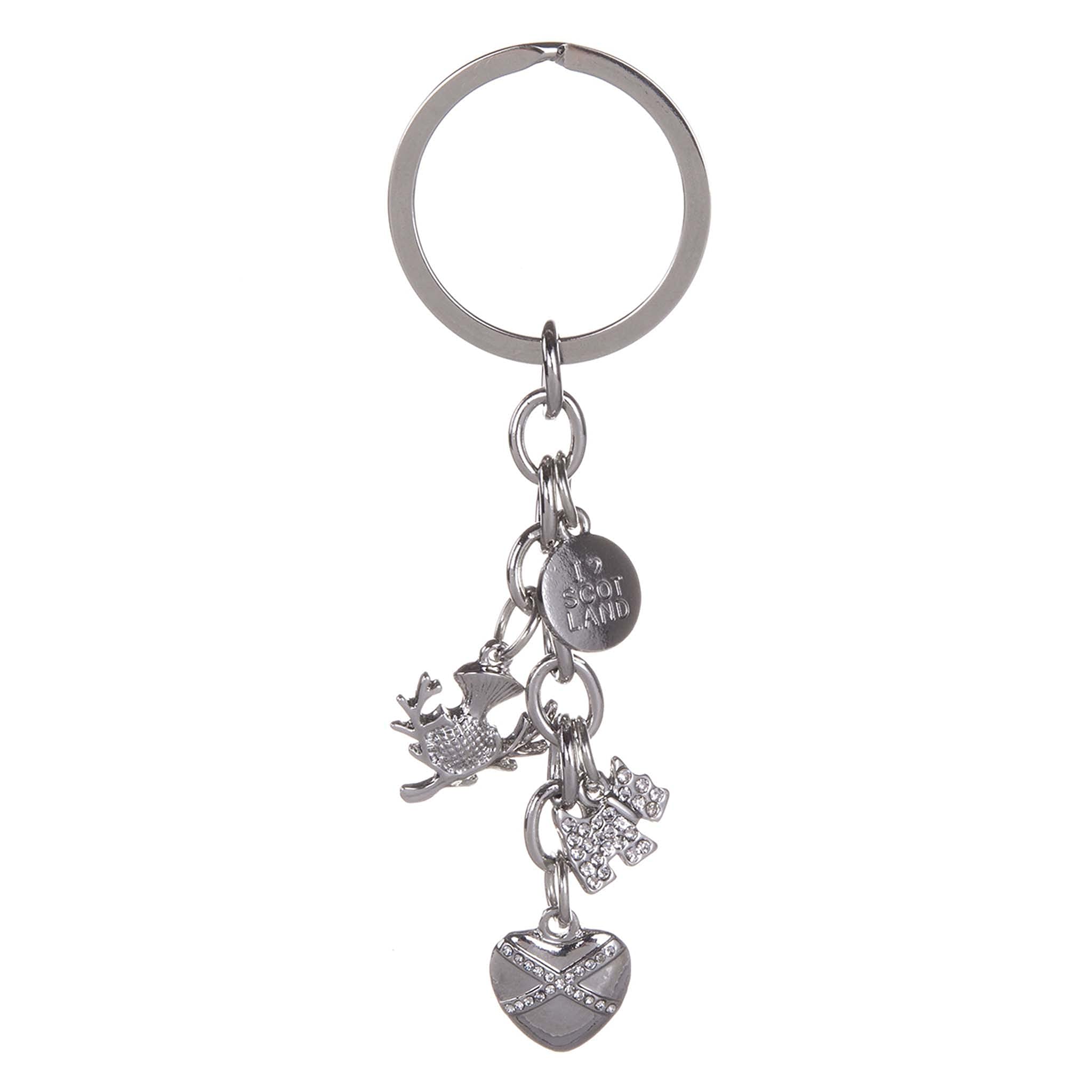Must Have Souvenirs Unisex Scottish Multi Charm Scottish Saltire Multi Keyring Keychain Scotland Bag Charm (Scottish Multi Charm)