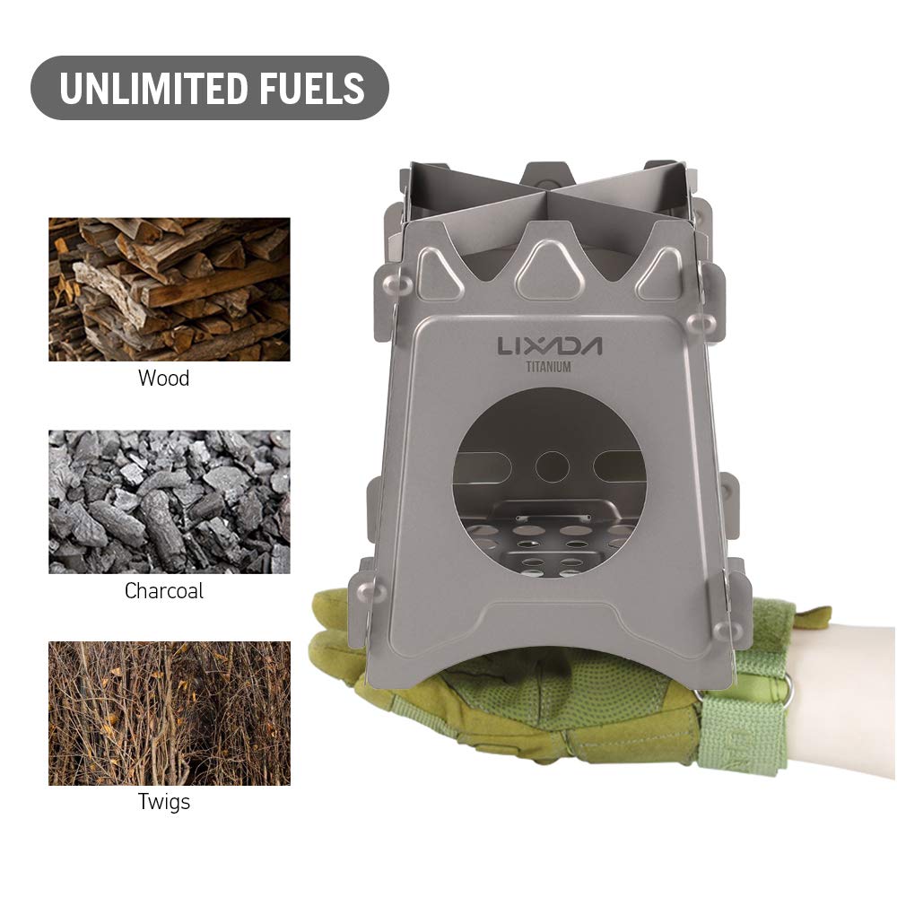 Lixada Rechaud Holzofen Mini faltbar Camping Hobo Ofen für Picknick BBQ Camping Wandern Reise