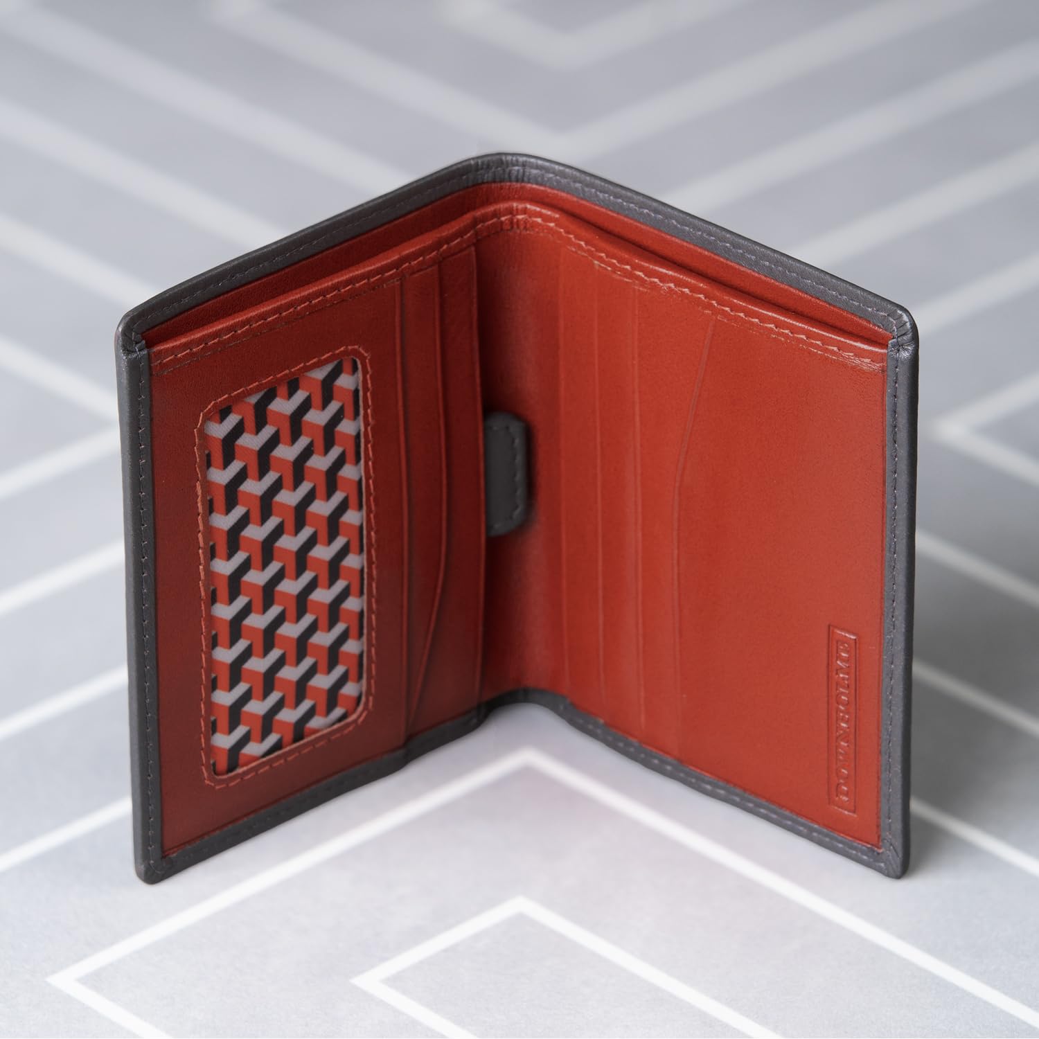 Skórzany Portfel Męski Slim (Czarny) | Cienki z Ochroną RFID (Cynowy Szary)