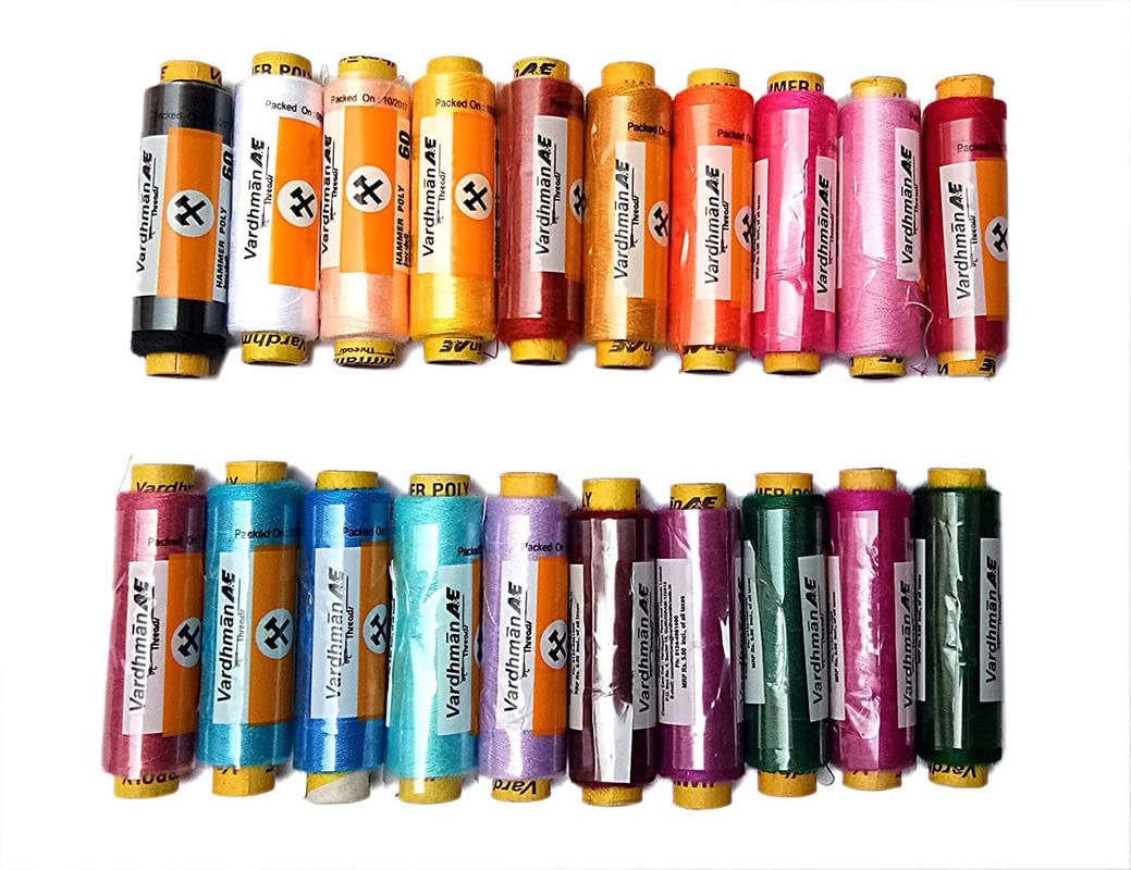 Vardhman Brand Sewing Threads, 180 MTS Each Spool, Fast Color 20 Basic Shades Reels
