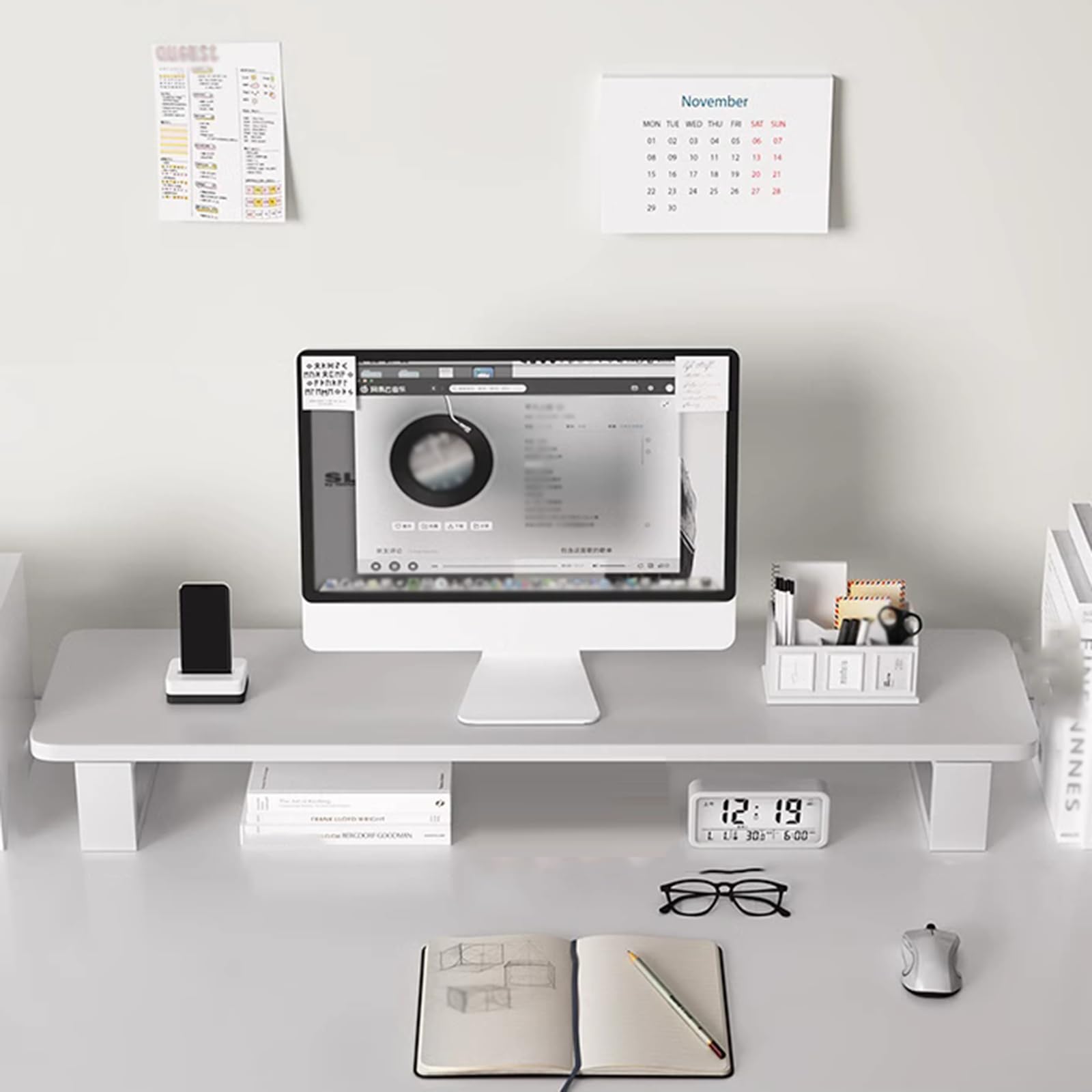 Support de moniteur sureleve en bois pour liberer de l'espace sur votre bureau