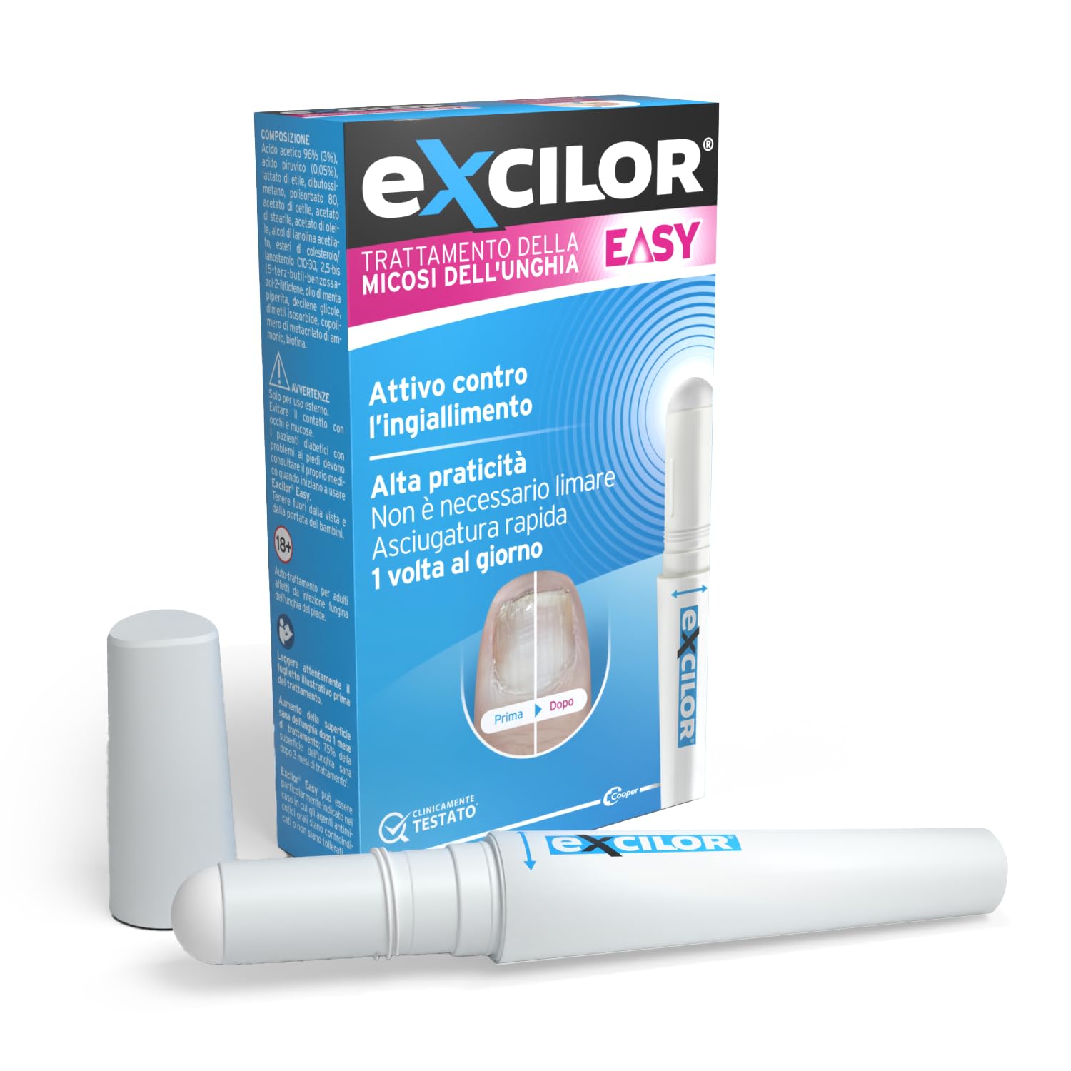 Excilor Easy, Trattamento della Micosi dell'Unghia Attivo contro l'Ingiallimento, con Penna di Precisione Pratica e Veloce