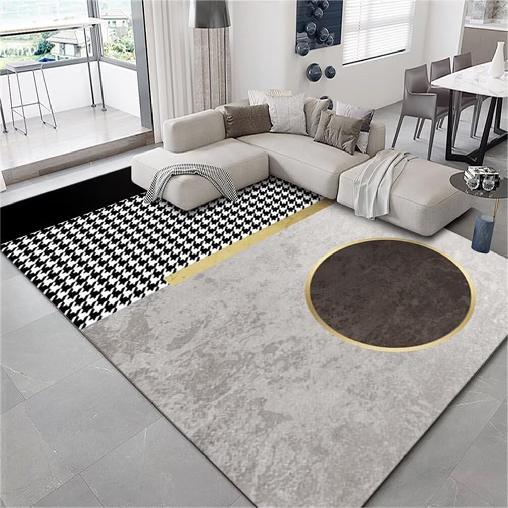 Tapis antidérapant et résistant à l'usure gris 200x200cm géométrique