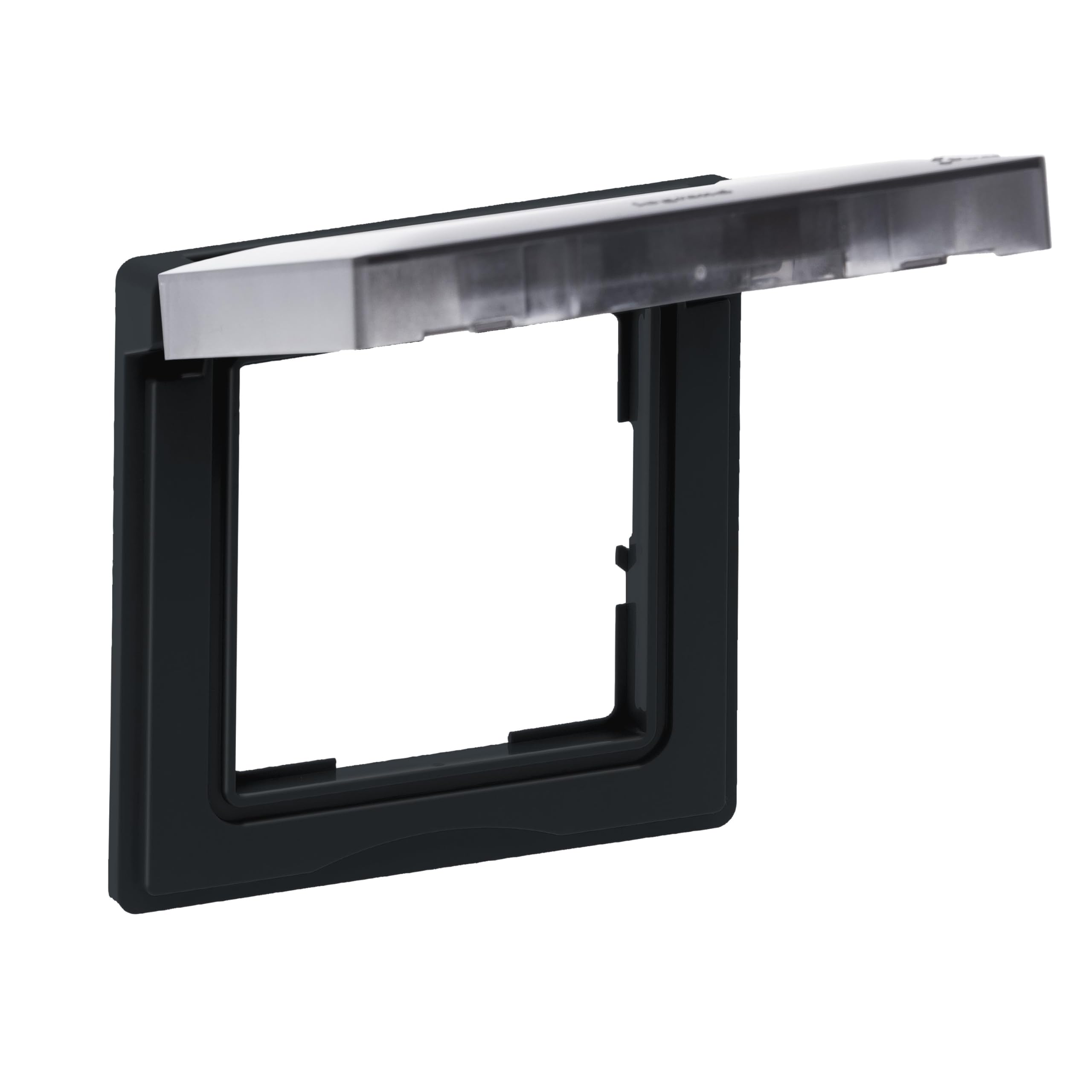LEGRAND, Seano 765444 Single Frame with Hinged Lid for Standard Inserts to Increase Protection Class to IP44 (Splash-Resistant), Dimensions: 87 x 87 mm, Colour: Anthracite Lacquered